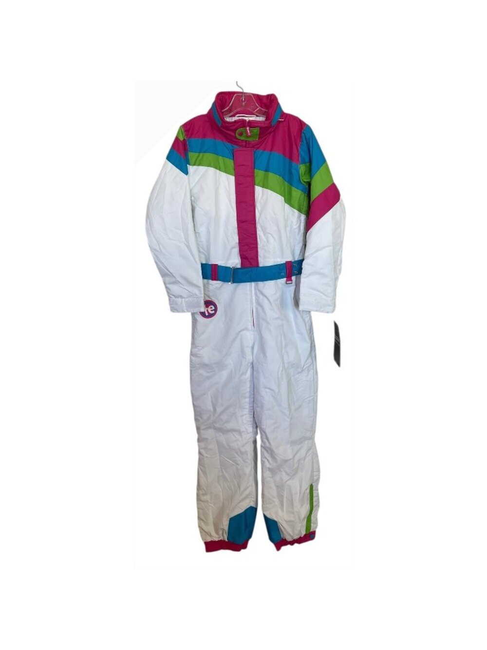 Tipsy Elves Neon Arches Ski Snow Suit Womens Size Small White Retro Colorblock